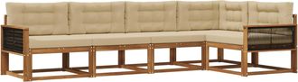 vidaXL Conjunto De Sof&aacute;s De Exterior 5 Uds. Natural Y Beige Vidaxl