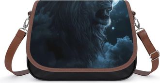 Generic Lion And Moon Crossbody Bags for Women Fashion Leather Shoulder Handbags With Adjustable Strap