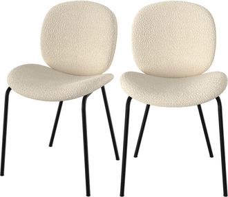 Rendez-Vous D&eacute;co Rendez-vous D&eacute;co - Set De 2 Sillas En Tejido Boucl&eacute; Beige Y Patas De Metal Negro - Iris