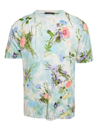 Louis Vuitton floral-print T-shirt - men - Cotton - M - Blue
