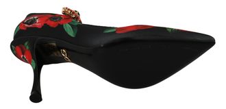 Dolce & Gabbana Womens Black Red Floral Mary Janes Pumps Shoes Spandex