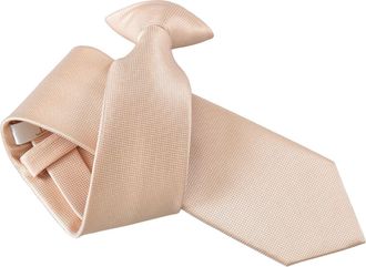 DQT Men Plain Solid Check Wedding Formal Casual Groom Neck Tie - Champagne, Clip on Tie