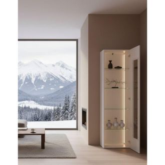 Dmora Vetrina - 4 Ripiani Apertura Battente, Bianco Lucido, -, 45x34x162h cm Guayaquil