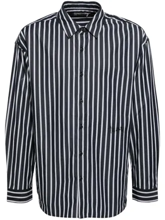 Izzue horizontal stripe pattern cotton shirt - men - Cotton - L - Black