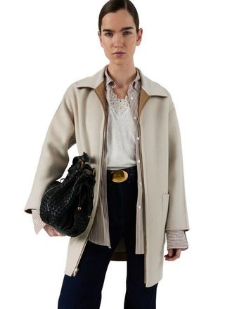 Gerard Darel Cocoon Oversized Collared Coat in Straw at Nordstrom, Size Medium