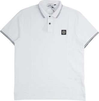 Stone Island Cotton Pique Polo - Heren - Polos - Wit - 3XL - Katoen - Tops