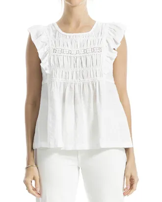 Max Studio Cap Sleeve Lace Insert Blouse