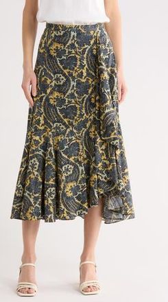 Ulla Johnson Sabina Cascasde Ruffle Cotton Blend Skirt in Luna at Nordstrom Rack, Size 14