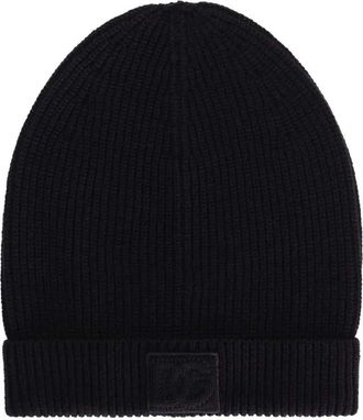 Dolce & Gabbana Berretto A Coste Con Placca Logo-Uomo