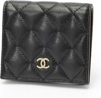 Chanel Matelasse Black Grained Calfskin Wallet (Bi-Fold) (Pre-Owned)