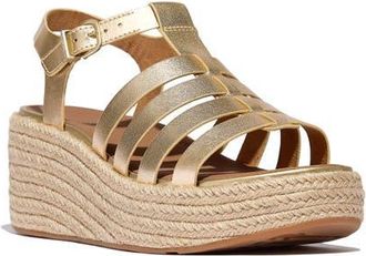FitFlop Espadrille Platform Wedge Sandal in Platino at Nordstrom, Size 10