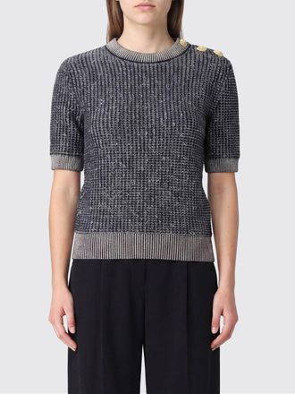 Balmain Maglia girocollo a maniche corte in misto viscosa con motivo astratto