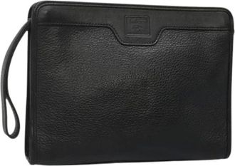 Burberry Pre-owned Clutches, female, Black, Size: ONE SIZE Pre-owned Leather Clutch