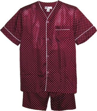 Ten West Apparel Mens Short Sleeve Short Leg Pyjama Set, Medium, Red