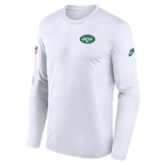 Nike New York Jets Alt Legend Small Logo Nike Mens Dri-FIT NFL Long-Sleeve T-Shirt in White | 02TJ10AQ9Z-UE8