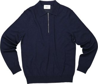 Nn.07 Maglione stile polo con zip - Blu