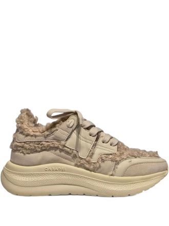 Casadei Mia chunky sneakers - women - Calf Suede/Polyester/Rubber/Artificial Fur - 37 1/2 - Neutrals