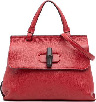 Gucci Pre-owned Womens Bamboo Daily Top Handle Bag - Red Leather - One Size