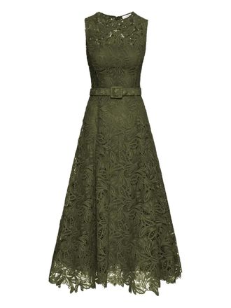 Oscar De La Renta Abito Feather Scroll - Verde