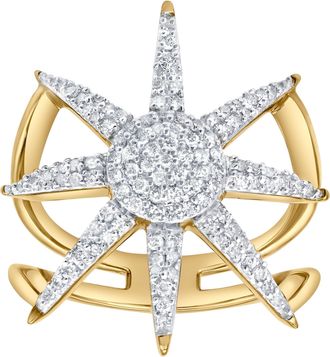 LuvMyJewelry Stellara 0.5 Ct 14K Gold Starburst Diamond Ring