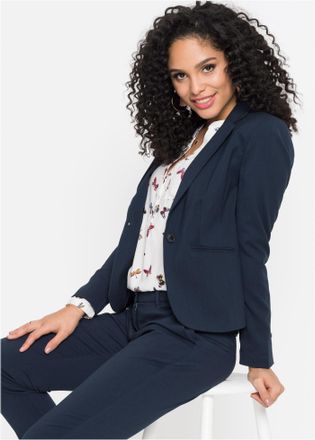 Bonprix Jackenblazer BONPRIX Blazer, Damen, Gr. 44, blau (dunkelblau), Obermaterial: 76% Polyester, 22% Viskose, 2% Elasthan. Futter: 100% Polyester, slim fit
