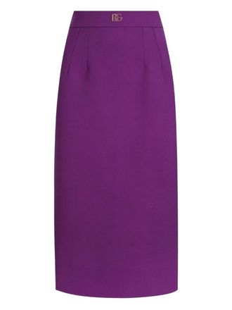 Dolce & Gabbana DNA wool midi skirt - women - Spandex/Elastane/Virgin Wool/Silk - 50 - Purple