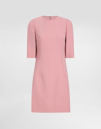 Dolce & Gabbana Wool Crepe Midi Fit-and-flare Dress - Woman Dresses Pink 36