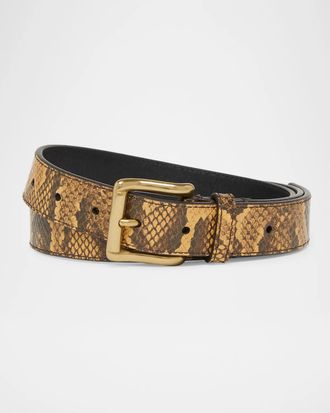 Amiri Men & apos;s Lizard-Effect Leather Belt