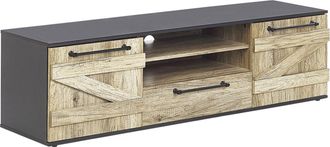 Beliani Beliani - Mueble Para Tv Madera Clara Y Negro De Tablero De Part&iacute;culas 43 Cm Estilo R&uacute;stico Salter
