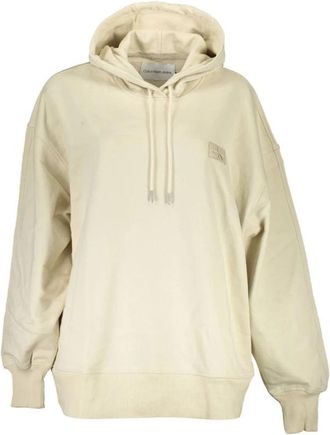 Calvin Klein Beige Katoenen Hoodie met Logo - Dames - Hoodies - Beige - XL - Katoen - Hoodies & sweatvesten
