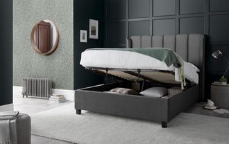 Bedmaster Aurora Velvet Ottoman Bed in Grey | Size: King