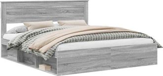 vidaXL Estructura De Cama Con Cabecera Gris Sonoma 180 X 200 Cm Vidaxl