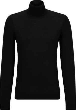 HUGO BOSS Slankgesneden wollen trui met turtleneck - Heren - Coltruien - Zwart - 2XL - Wol - Truien & Vesten