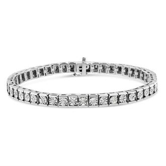 House of Brilliance Silver Miracle Set Diamond Accent Classic Tennis Bracelet in White at Nordstrom