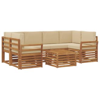 vidaXL Conjunto De Sof&aacute;s De Exterior Con Coj&iacute;n 7 Pcs Natural Y Beige Vidaxl