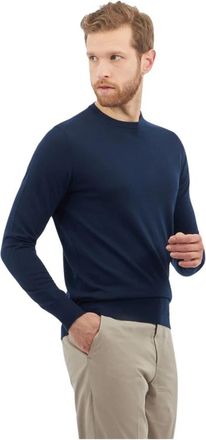 Brooks Brothers Merino wollen trui met ronde hals - Heren - Ronde hals truien - Blauw - S - Wol - Truien & Vesten