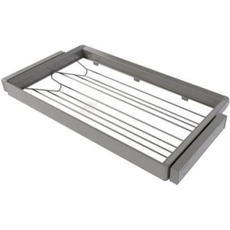 Emuca Kit De Caj&oacute;n Zapatero Y Bastidor Regulable Quartz Para Armarios, Gu&iacute;as De Cierre Suave Y Extracci&oacute;n Total, M&oacute;dulo 90cm, Acabado Titanio - Emuca
