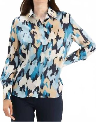 Tyler B&ouml;e Chloe Silk Camo Blouse In Blue Clouds