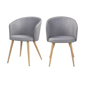 Rendez-Vous D&eacute;co Set de 2 sillas de tela gris claro con patas de metal