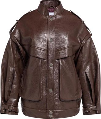 Weili Zheng Giacca in ecopelle martellata - - Jackets - Donna - Marrone - XS