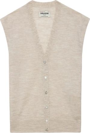 Zadig&Voltaire Scout Mouwloze Vest - Dames - Bodywarmers - Beige - S - Wol - Jassen