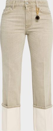 Stella McCartney Mid-Rise Straight-Leg Cuffed Crop Jeans