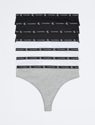 Calvin Klein Womens Calvin Klein 1996 Cotton Stretch 7-Pack Modern Thong - Multi - XL
