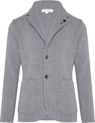 Lardini notch-collar ribbed cardigan - Grey