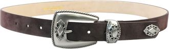Petit Moments Spur Faux Leather Belt in Dark Brown Suede/Silver at Nordstrom, Size X-Small