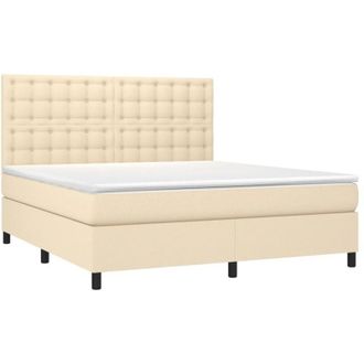 vidaXL Vidaxl - Cama Box Spring Con Colch&oacute;n Tela Color Crema 160x200 Cm