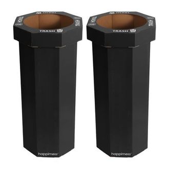 Happimess Fleur 25-Gallon Classic Disposable Corrugated Cardboard Event Trash Can and Recycling Bin in Charcoal Black at Nordstrom