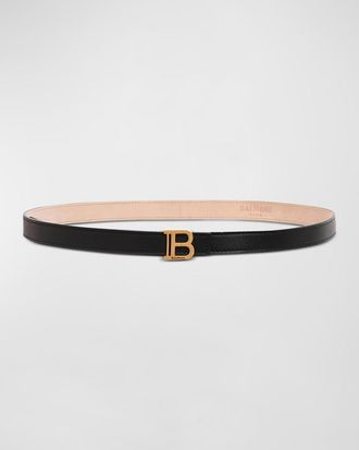 Balmain Skinny Leather & Brass B-Belt