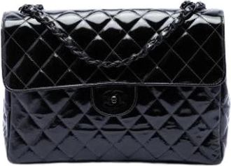 Chanel Pre-owned Vintage Quilted Patent Leather Shoulder Bag - Dames - Vintage Schoudertas - Zwart - ONE Size - Leer - Vintage