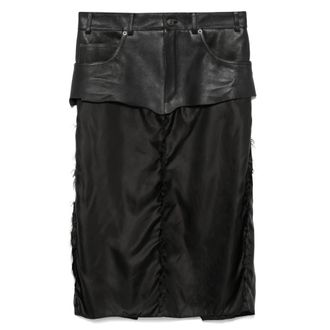 Balenciaga Leather-panel Midi Skirt